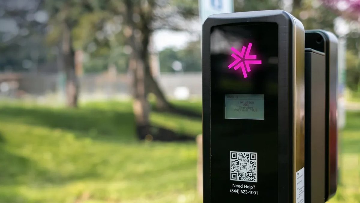 An EV charging station