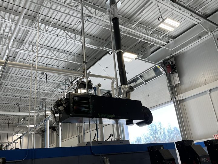 EnergyLogic waste oil heater, hung overhead