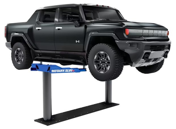 Hummer EV on a Rotary SLW212 Wide Smartlift in-ground lift