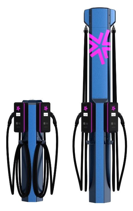 XLynk chargers on blue pedestals