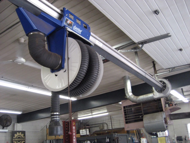 Eurovac vehicle exhaust removal system - above ground rail system - installed by Total Tool